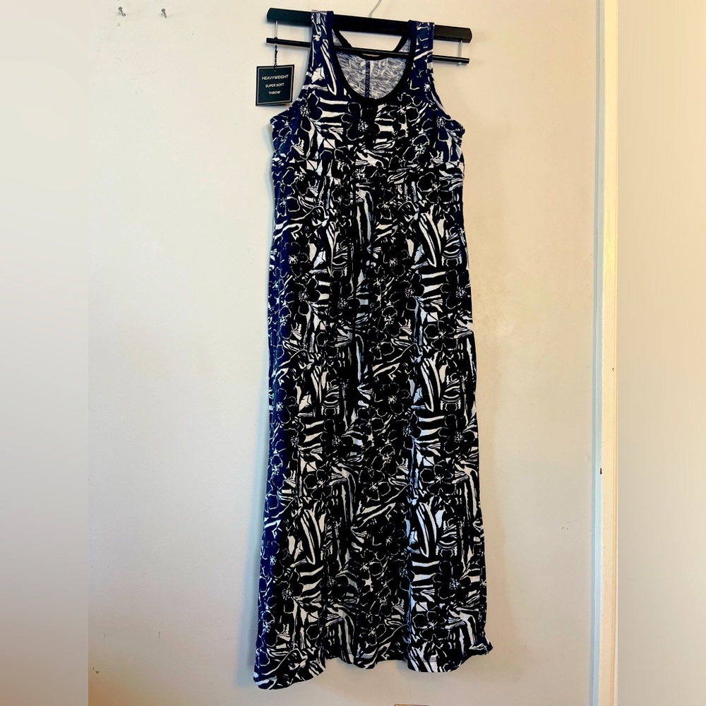 Eddie Bauer Women's Size M Fit & Flare Dress Blue Midi Casual Cotton